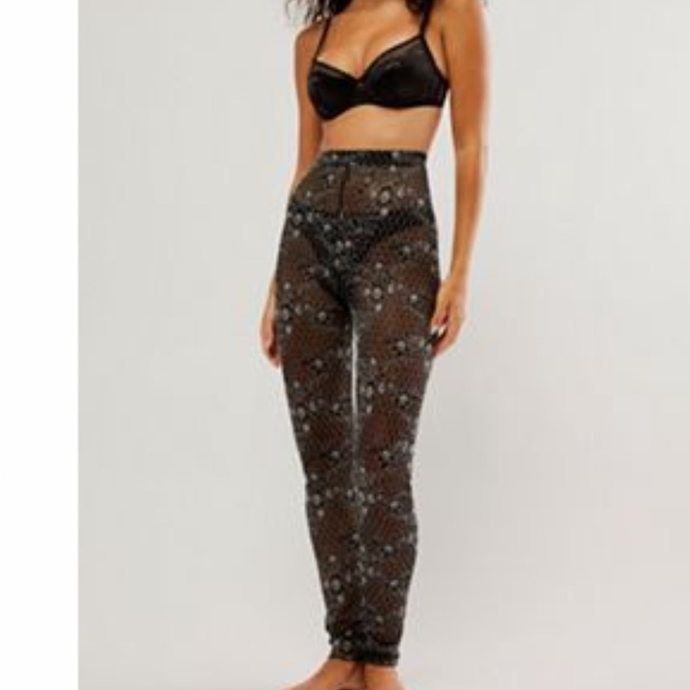 Black Sheer Floral leggings